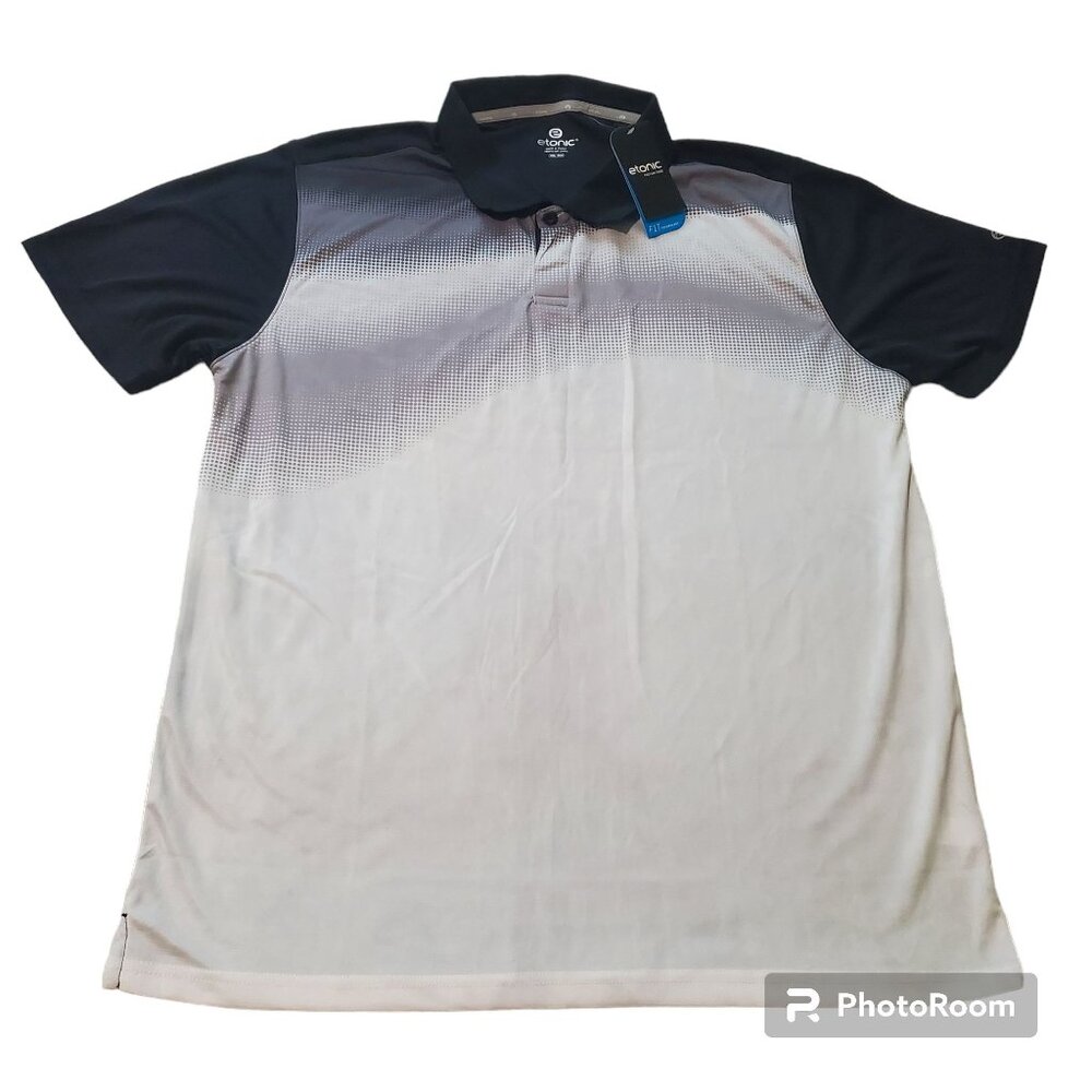 Etonic mens shirt Black/gray Collared Short Sleeve Size 2XL lightweight new